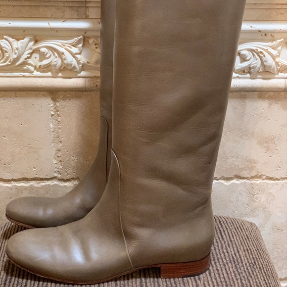 Céline taupe leather riding boots - Picture 3 of 13